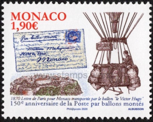 Monaco. 2020 Airmail. Balloons Montes. MNH