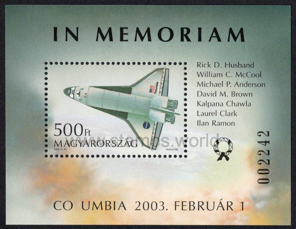 Hungary. 2003 Space Shuttle Columbia. MNH