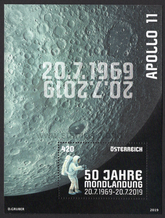 Austria. 2019 50 Years of First Moon Landing. Apollo 11. MNH
