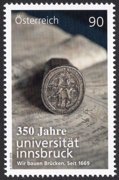 Austria. 2019 350 Years of the University of Innsbruck. MNH