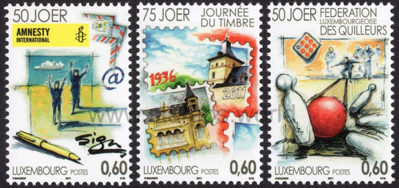 Luxembourg. 2011 Commemorative I. Amnesty Intl., Stamp Day and Bowling Federation. MNH