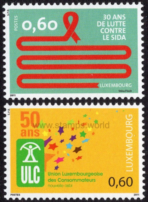 Luxembourg. 2011 Commemorative II. Fight against AIDS and Consumer Protection. MNH