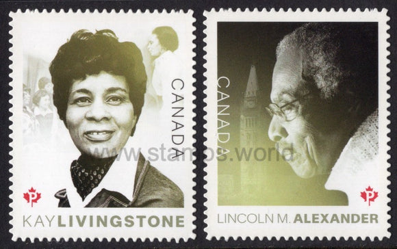 Canada. 2018 Black History. Kay Livingstone and Lincoln Alexander. MNH