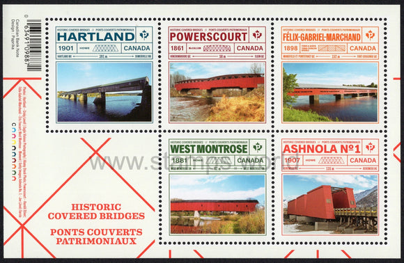 Canada. 2019 Historic Covered Bridges. MNH