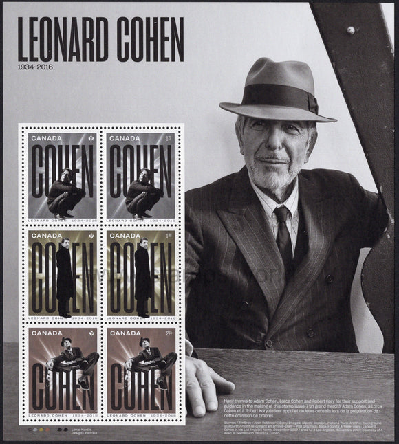 Canada. 2019 Leonard Cohen. MNH