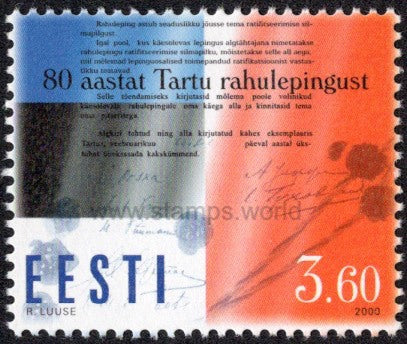 Estonia. 2000 80 Years of the Tartu Peace Treaty. MNH