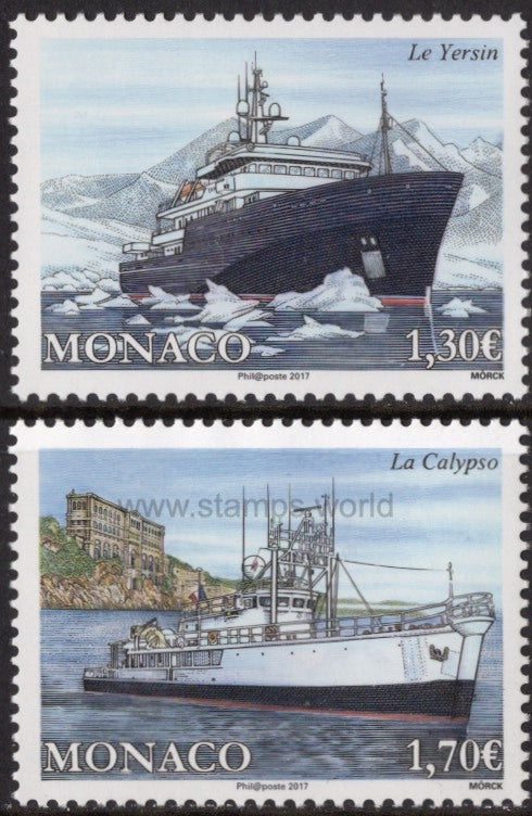 Monaco. 2017 Ships. Yersin and Calypso. MNH