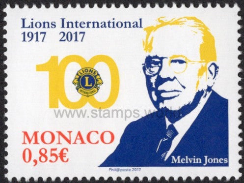 Monaco. 2017 Lions Clubs International. Melvin Jones. MNH