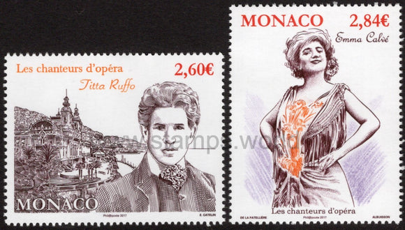 Monaco. 2017 Opera Singers. Titta Ruffo and Emma Calve. MNH