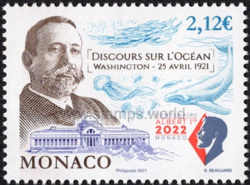 Monaco. 2021 100 Years of Speech on the Ocean. MNH