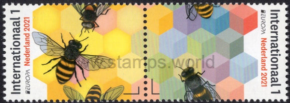 Netherlands. 2021 Europa. Endangered National Wildlife. Bees. MNH