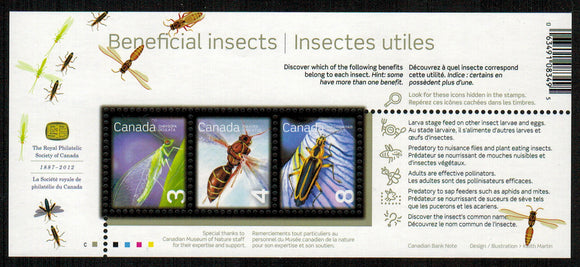 Canada. 2012 Beneficial Insects. Souvenir Sheet. MNH