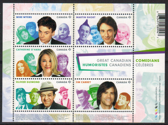 Canada. 2014 Canadian Comedians. Souvenir Sheet. MNH