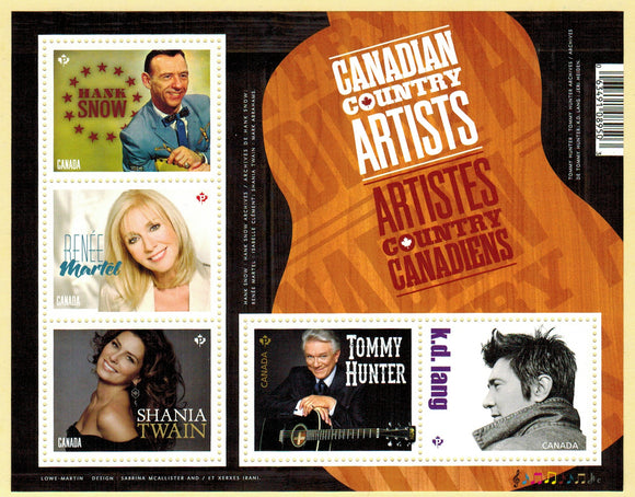 Canada. 2014 Canadian Country Artists. Souvenir Sheet. MNH