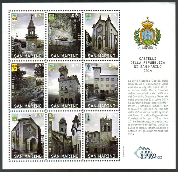 San Marino. 2014 Castles of San Marino. MNH