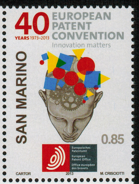 San Marino. 2013 40th Anniversary of the European Patent Convention MNH