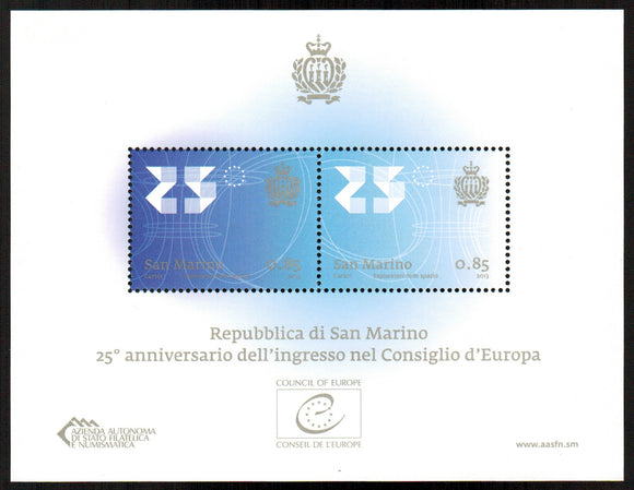 San Marino. 2013 25th Anniversary of the admission of San Marino in the Council of Europe MNH
