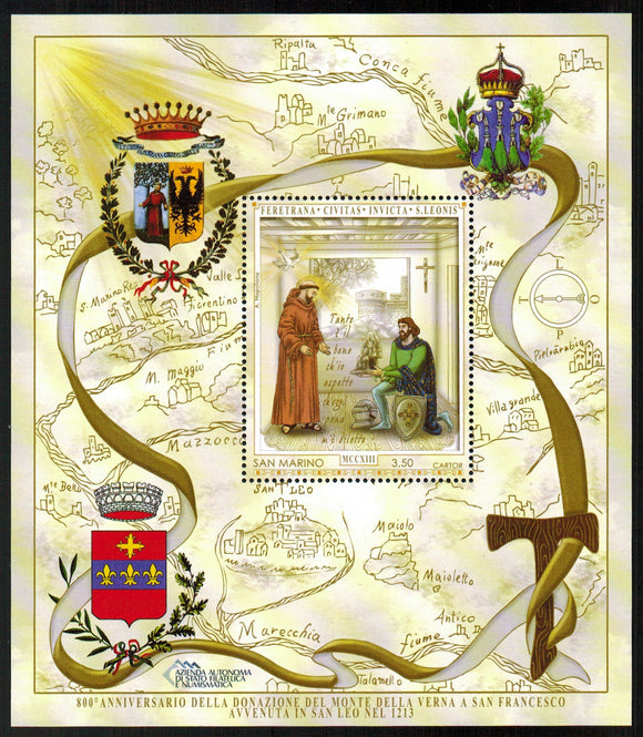 San Marino. 2013 800th anniversary of the donation of the territory of La Verna to San Francesco MNH