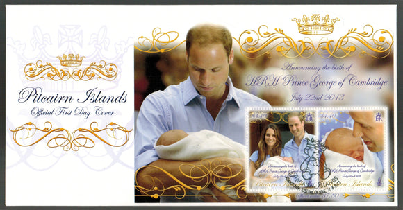 Pitcairn Islands. 2013 Royal Baby. Prince George of Cambridge. FDC