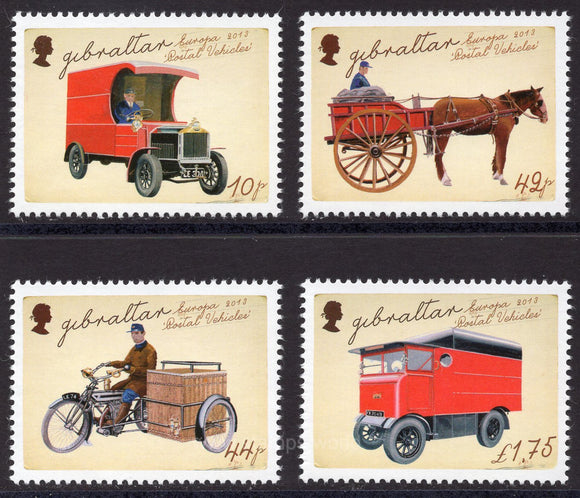 Gibraltar. 2013 Europa. Postal Vehicles. MNH