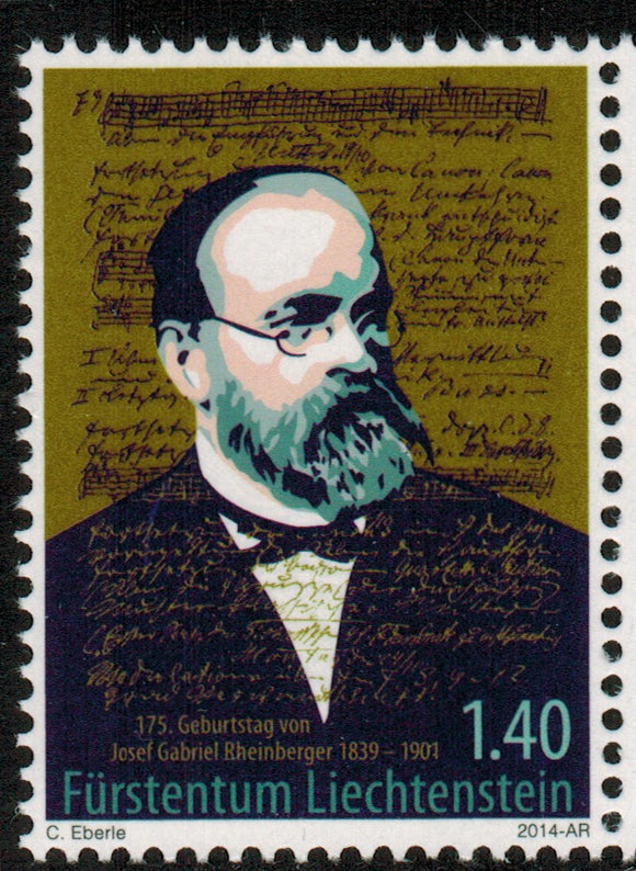Liechtenstein. 2014 Josef Gabriel Rheinberger. MNH
