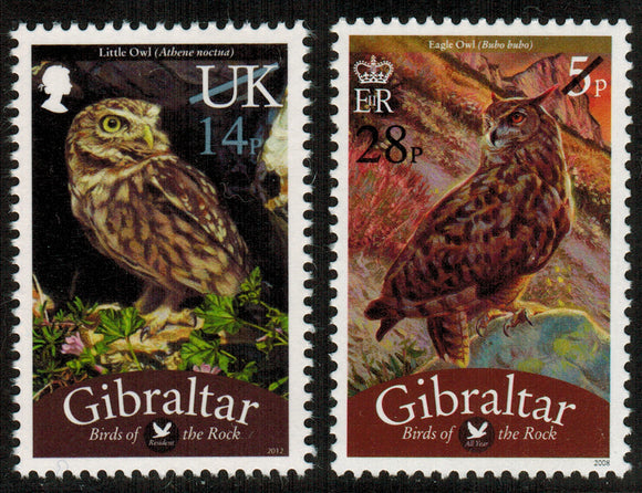 Gibraltar. 2013 Definitive stamps. Birds. Overprint. MNH