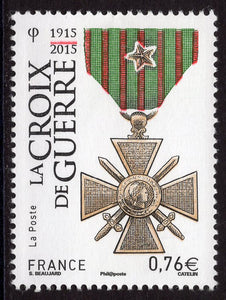France. 2015 100th Anniversary of the Cross of War Military Decoration. MNH