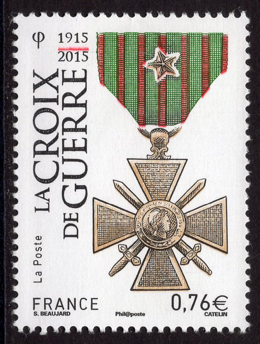 France. 2015 100th Anniversary of the Cross of War Military Decoration. MNH