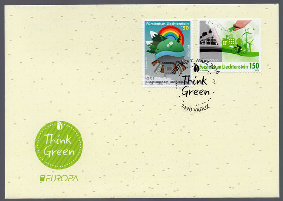 Liechtenstein. 2016 Europa. Think Green. FDC