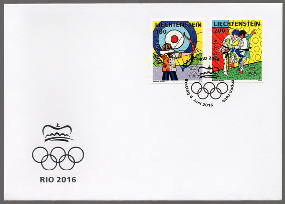 Liechtenstein. 2016 Summer Olympic Games in Rio. FDC