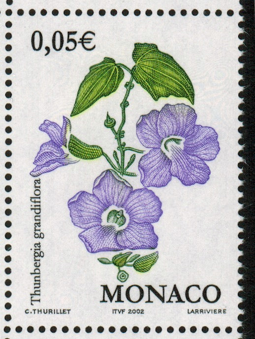Monaco. 2002 Flora and Fauna. Thunbergia Grandiflora. MNH