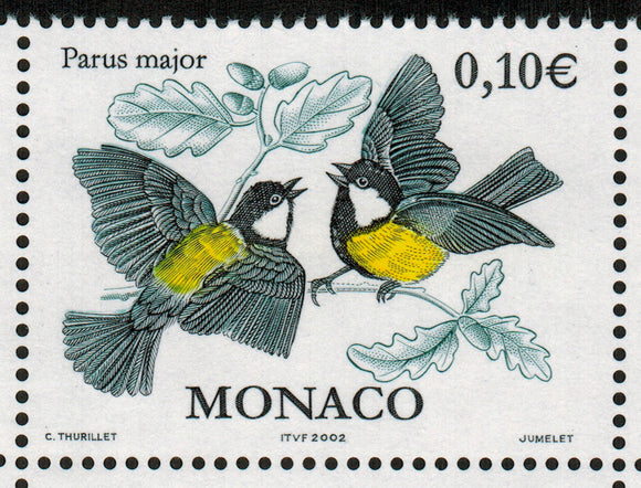 Monaco. 2002 Flora and Fauna. Parus Major. MNH