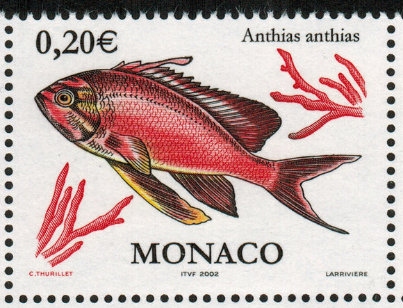 Monaco. 2002 Flora and Fauna. Anthias Anthias. MNH