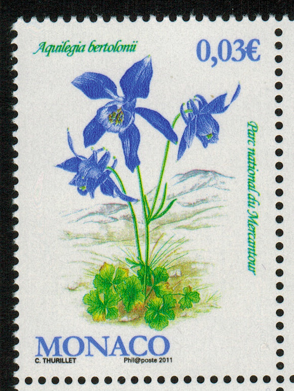 Monaco. 2011 Flora and Fauna. Aquilegia Bertolonii. MNH