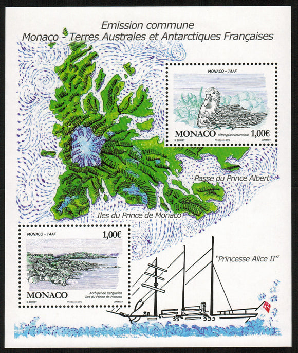 Monaco. 2012 Joint Issue with TAAF. Souvenir sheet. MNH