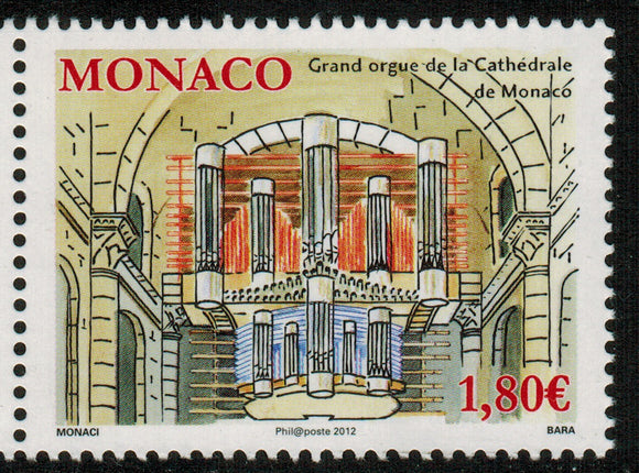 Monaco. 2012 Great Organ in the Cathedral of Monaco. MNH