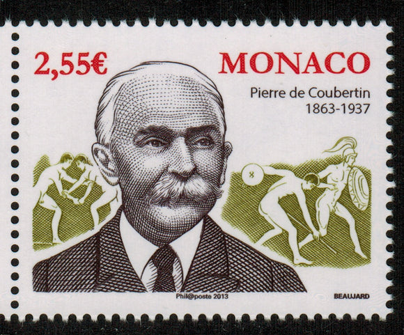 Monaco. 2013 Pierre de Coubertin 150th anniversary. MNH