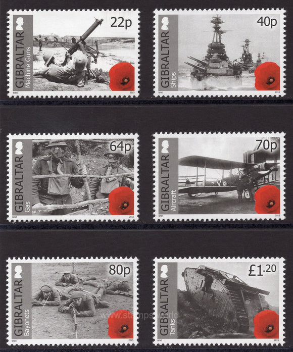 Gibraltar. 2015 100th Anniversary of World War I. MNH