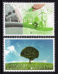 Gibraltar. 2016 Europa. Think Green. MNH