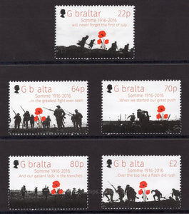 Gibraltar. 2016 Battle of the Somme. MNH