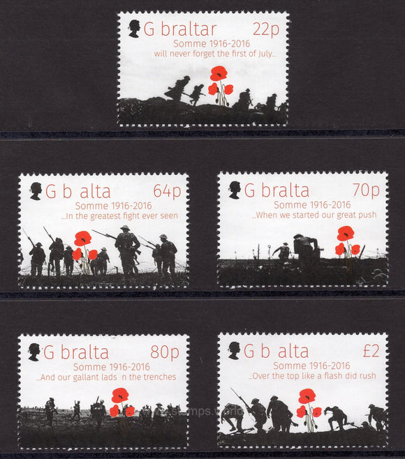 Gibraltar. 2016 Battle of the Somme. MNH