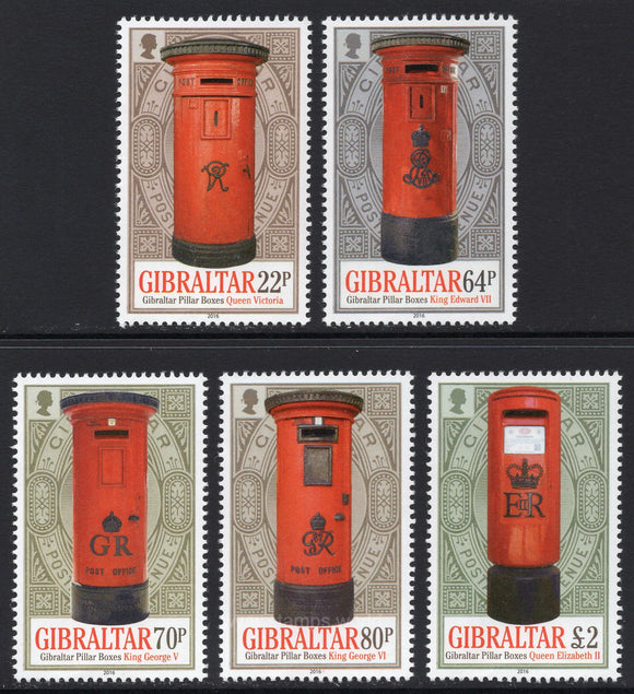 Gibraltar. 2016 Pillar Boxes. MNH