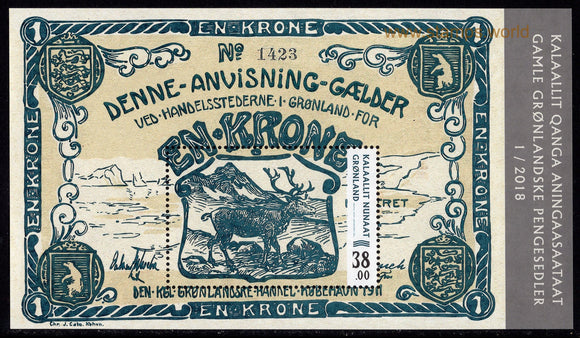 Greenland. 2018 Old Banknotes. Set of 2 Minisheets. MNH