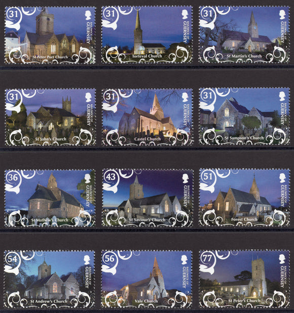 Guernsey. 2009 Christmas. Churches. MNH