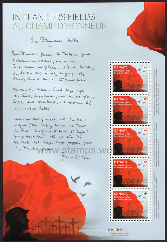 Canada. 2015 In Flanders Fields Poem. MNH