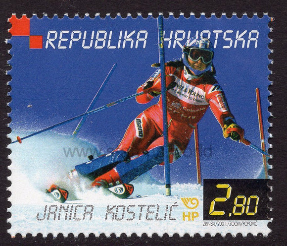 Croatia. 2001 Janica Kostelic. Alpine Ski World Cup Champion. MNH