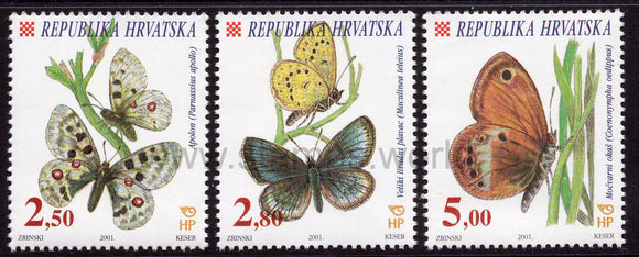 Croatia. 2001 Croatian Fauna. Butterflies. MNH