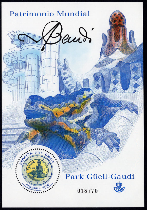 Spain. 2014 UNESCO World Heritage. Park Guell-Gaudi. MNH