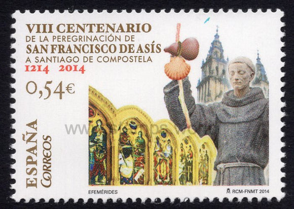 Spain. 2014 Pilgrimage of Saint Francis of Assisi to Santiago de Compostela. MNH