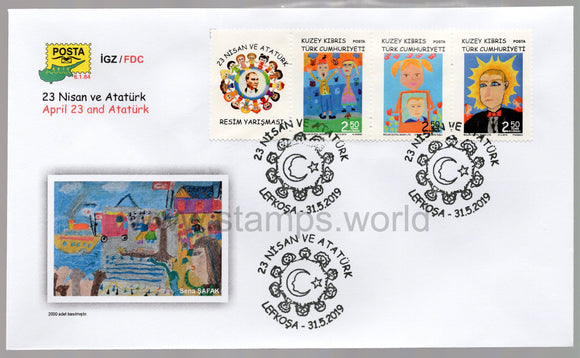 Cyprus Turkish. 2019 April 23 and Ataturk. FDC